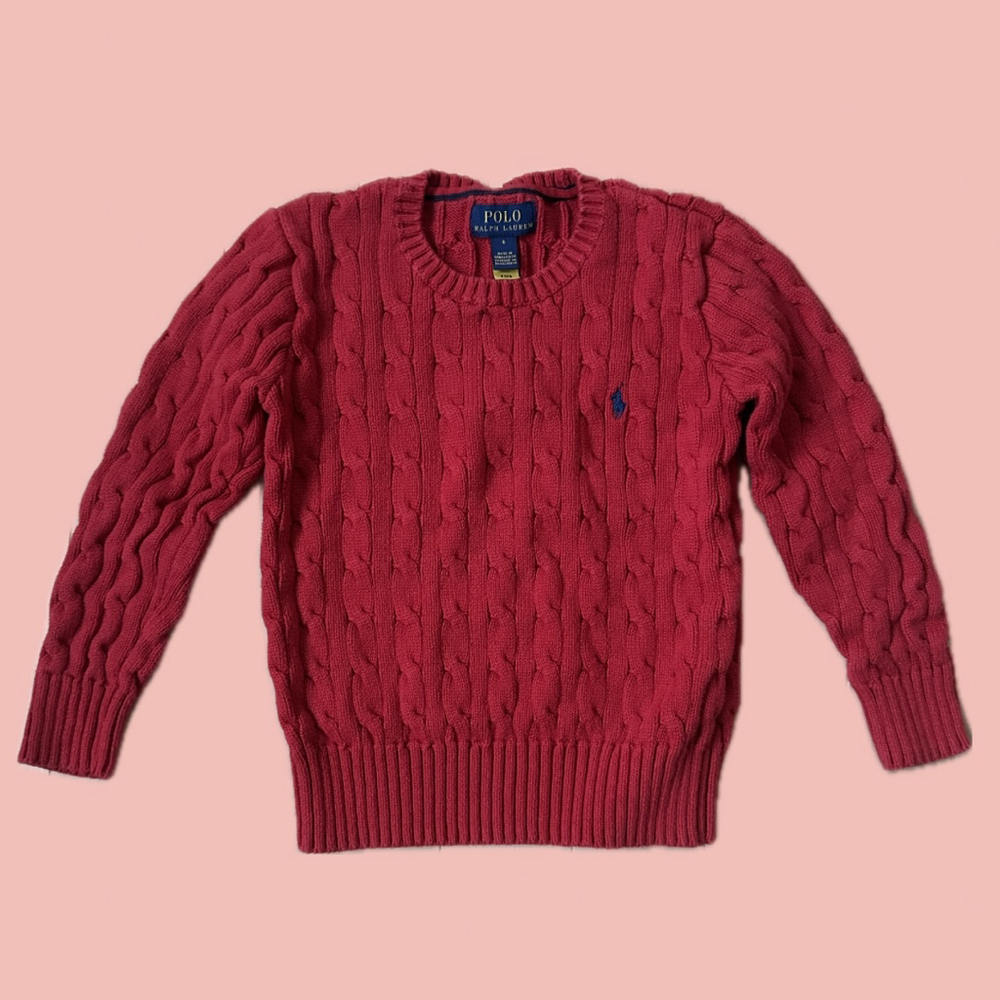 Polo Ralph Lauren Kids Cable Knit Sweater Red Youth Size 6